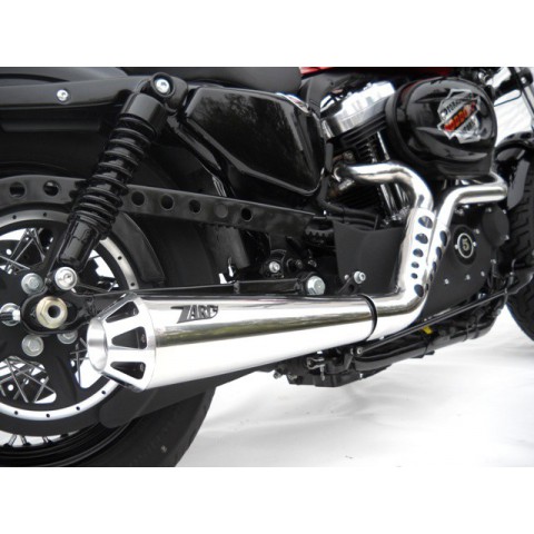 Ligne complète 2 en 1 inox effet chrome Racing pour SPORTSTER