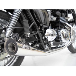 Ligne complète 2-1 basse "Sport" inox effet Chrome Homologuée carburateur pour SCRAMBLER / BONNEVILLE / THRUXTON