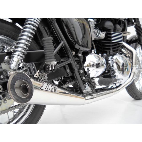 Ligne complète 2-1 basse "Sport" inox effet Chrome Homologuée carburateur pour SCRAMBLER / BONNEVILLE / THRUXTON