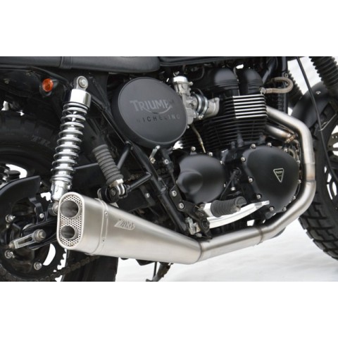 Ligne complète 2-1 basse "Short" inox Racing carburateur pour SCRAMBLER / BONNEVILLE / THRUXTON