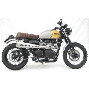 Ligne complète 2-1 haute "Short" inox brossé Homologuée carburateur pour SCRAMBLER