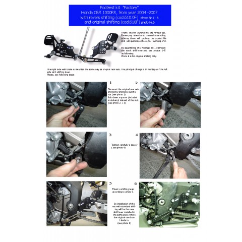 Commandes reculées CBR 1000RR PPTUNING